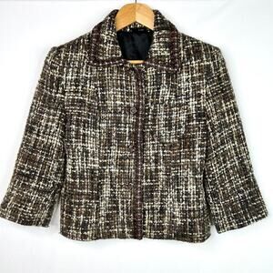 Kenzie Brown Tweed Blazer Jacket 6